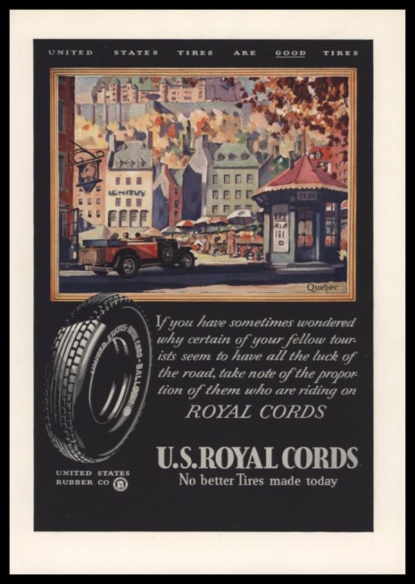 1928 U.S. Royal Cords Vintage Ad | Quebec Art