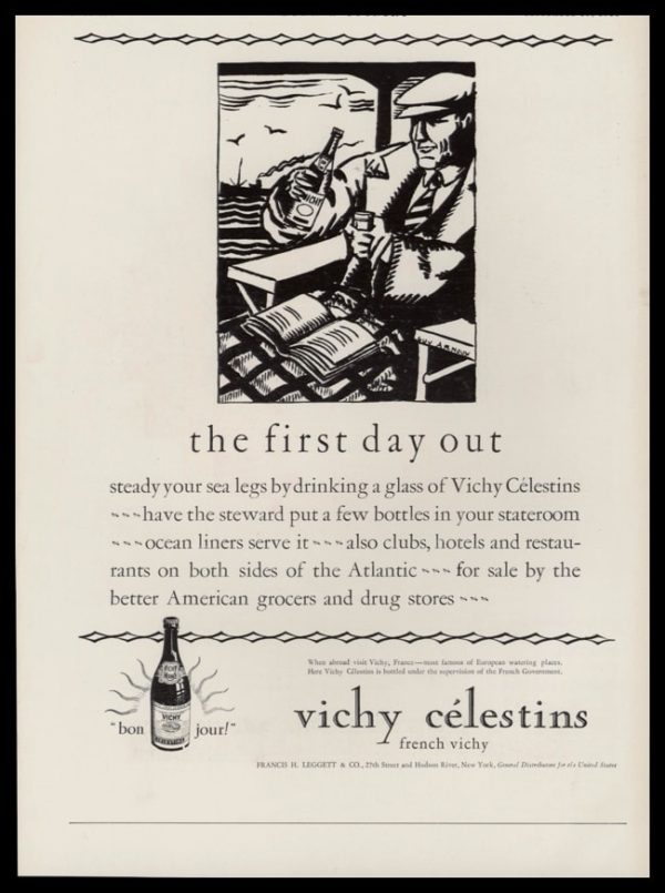 1928 Vichy Célestins Vintage Ad | Guy Arnoux Art