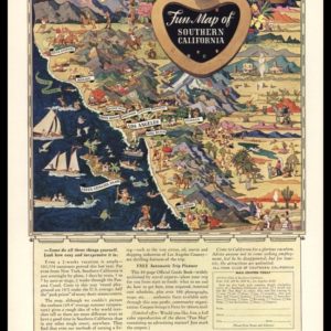 1936 All-Year Club of Southern California Vintage Ad - California Fun Map