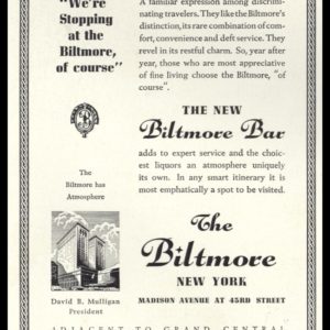 1936 The Biltmore Hotel Vintage Ad | New Biltmore Bar