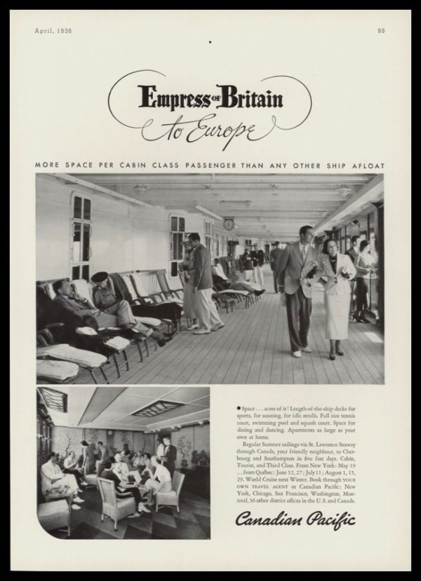 1936 Ad Canadian Pacific Line | Empress of Britain