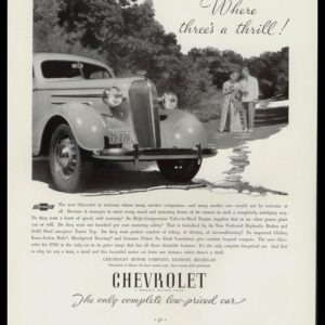 1936 Chevrolet Vintage Ad | "Where three's a thrill!"