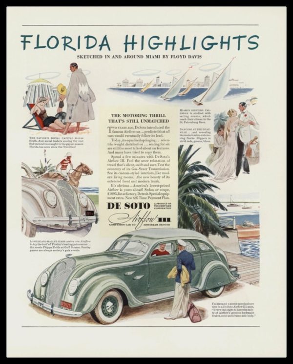 1936 DeSoto Airflow III Vintage Ad | Florida Highlights