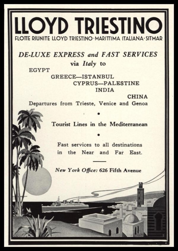 1936 Lloyd Triestino Vintage Ad - "Tourist Lines in the Mediterranean"