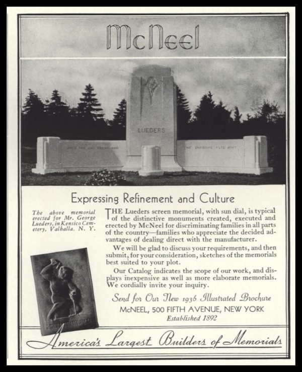 1936 McNeel Monuments Vintage Ad