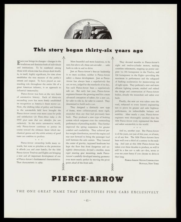 1936 Pierce-Arrow Motor Corp Vintage Ad