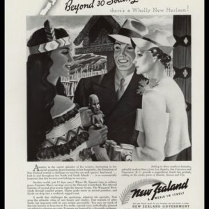 1938 New Zealand Travel Vintage Ad | Melbourne Brindle Art