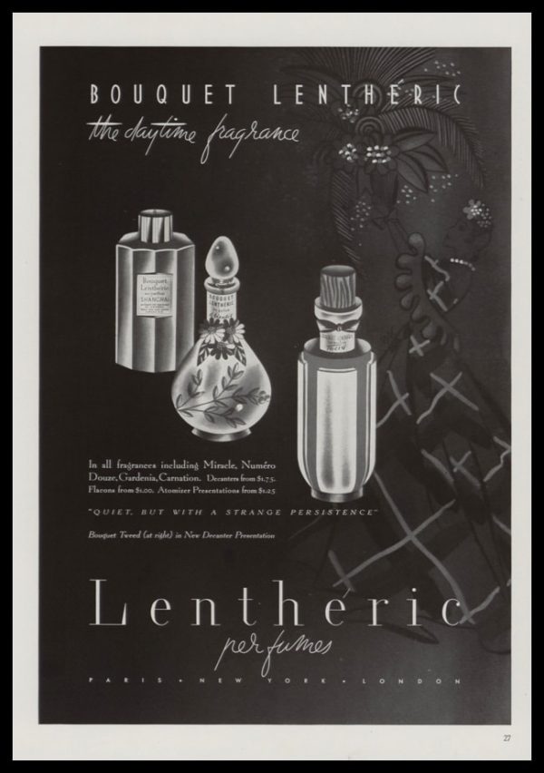 1940 Bouquet Lentheric Perfumes Vintage Ad - Shanghai, à bientôt, Tweed