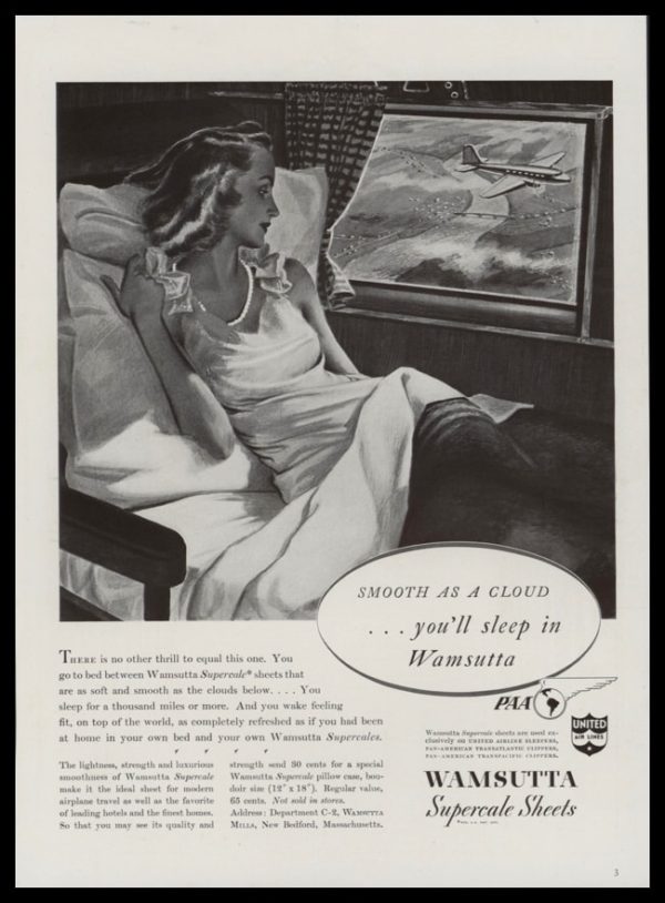 1940 Wamsutta Superscale Sheets Vintage Ad