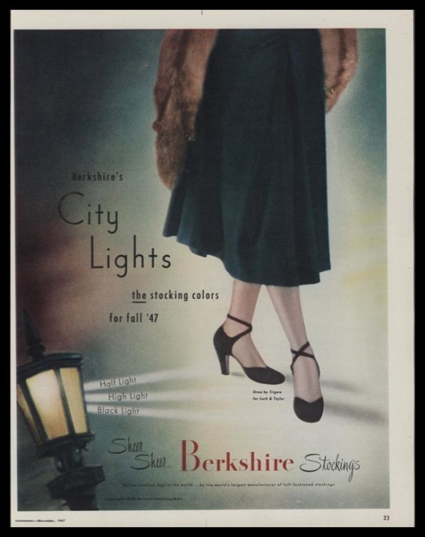 1947 Berkshire Stockings Vintage Ad | City Lights