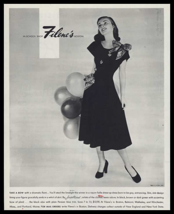 1947 Filene's of Boston Vintage Ad - Jewelteens Dress