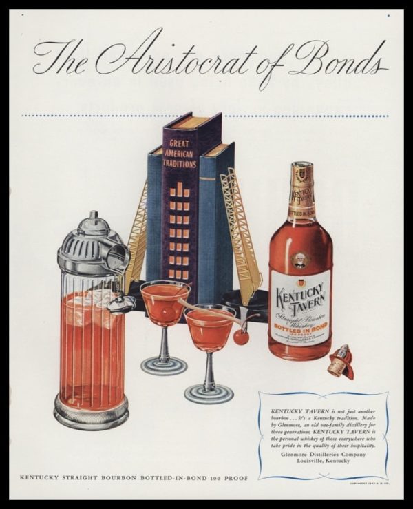 1947 Ad Kentucky Tavern Bourbon Vintage | Fireman Bar Set