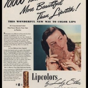 1947 Lady Esther "Lipcolors" Lipstick Vintage Ad