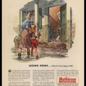 1947 Mathieson Chemicals Vintage Ad - East St. Louis Flood - Ravielli Art