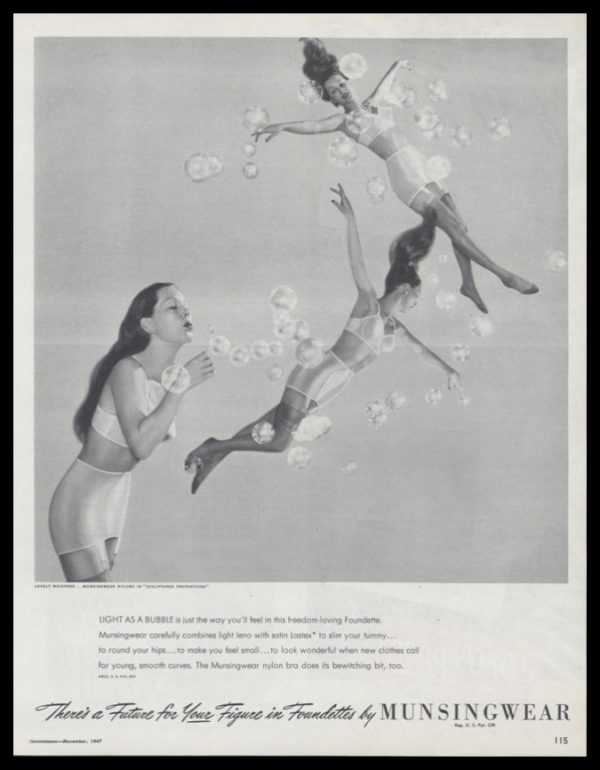1947 Munsingwear Foundette & Bra Vintage Ad - "Light as a Bubble"