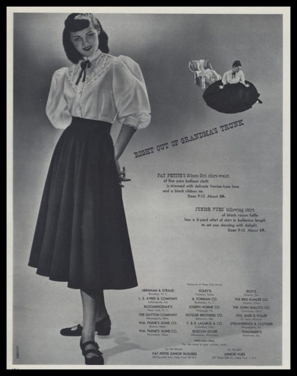1947 Pat Petite / Junior Vues Blouse & Skirt Vintage Ad