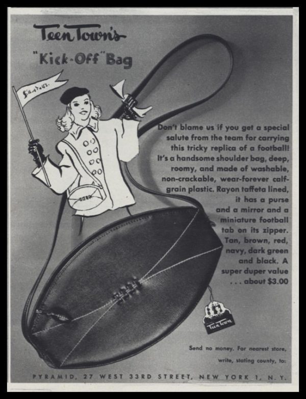 1947 Teen Town “Kick-Off” Handbag Vintage Ad