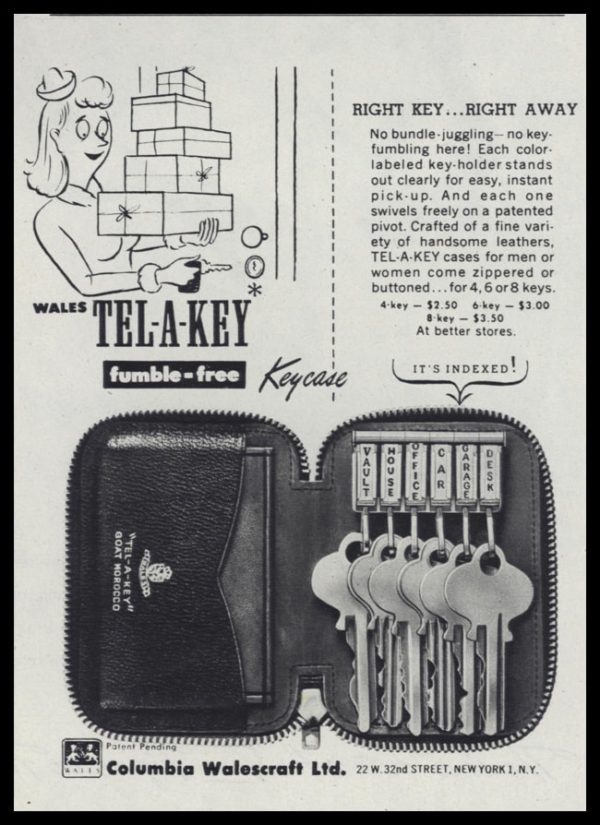1947 Tel-a-Key Key Case Vintage Ad