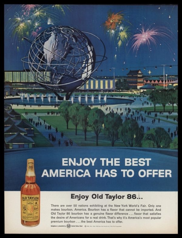1964 Old Taylor 86 Bourbon Vintage Ad | 1964 World's Fair