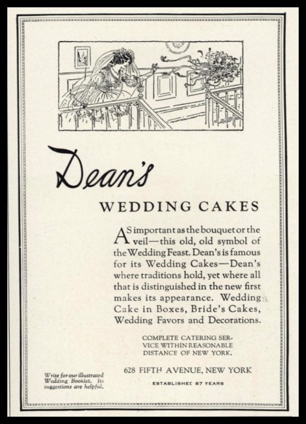1926 Dean’s Wedding Cakes Vintage Ad