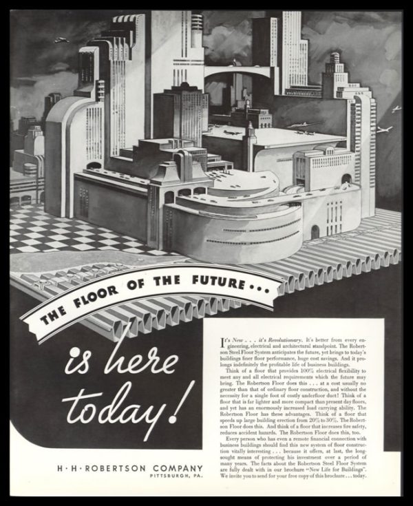 1935 Robertson Floor Vintage Ad | "Floor of the Future"