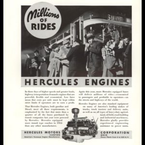 1935 Hercules Engines Vintage Ad | "Millions of Rides"