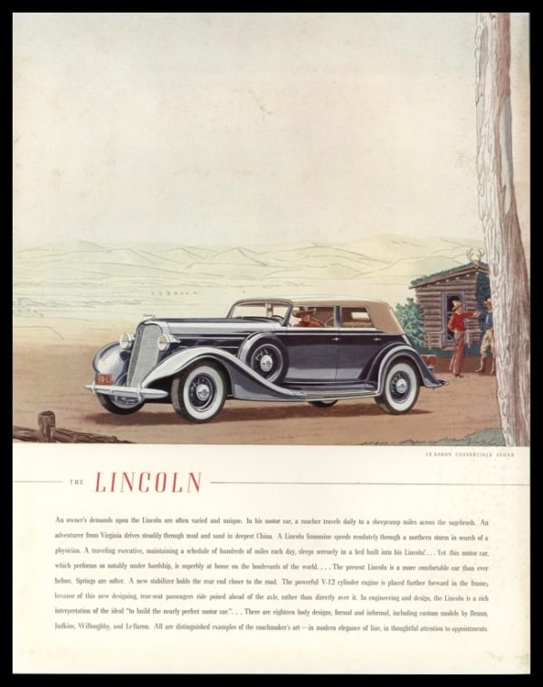 1935 Lincoln Le Baron Convertible Sedan Vintage Ad