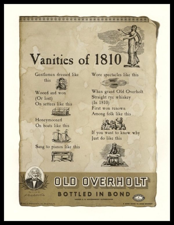 1935 Old Overholt Whiskey Vintage Print Ad - "Vanities of 1810"