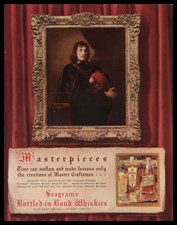 1935 Seagram’s Whiskies Vintage Ad | "Masterpieces"