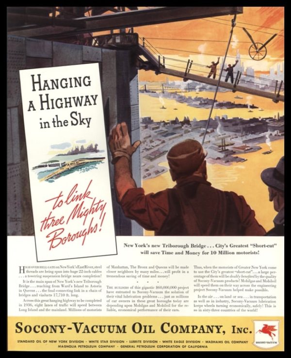 1935 Socony-Vacuum Oil Vintage Ad | Triborough Bridge