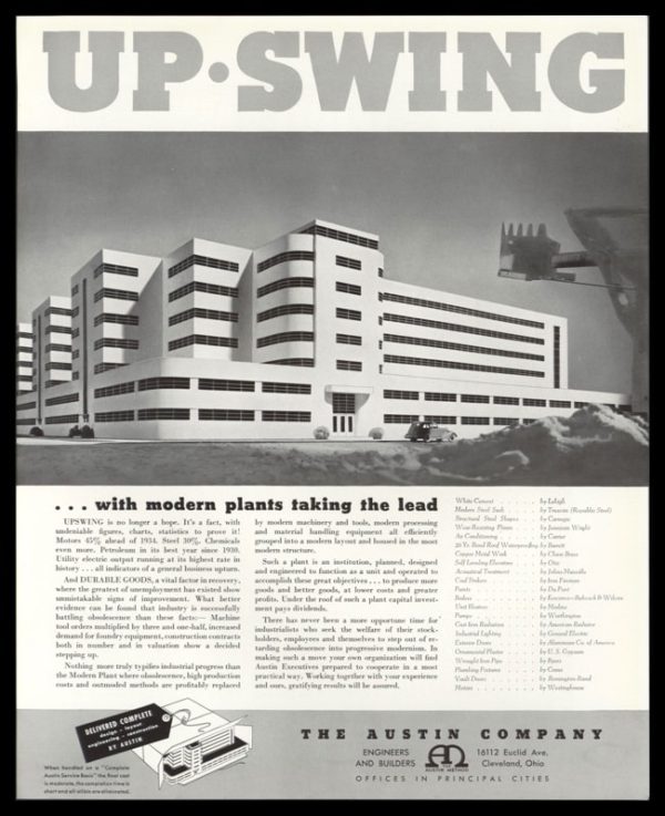 1936 Austin Company Engineers & Builders Vintage Ad - "Up·Swing"