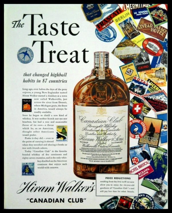 1936 “Canadian Club” Whiskey Vintage Ad | "Taste Treat"