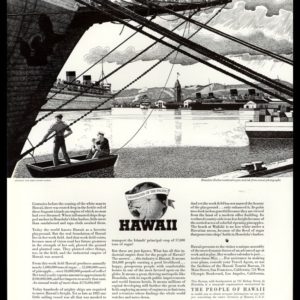 1936 Hawaii Tourist Bureau Vintage Ad - Melbourne Brindle Honolulu Harbor Art
