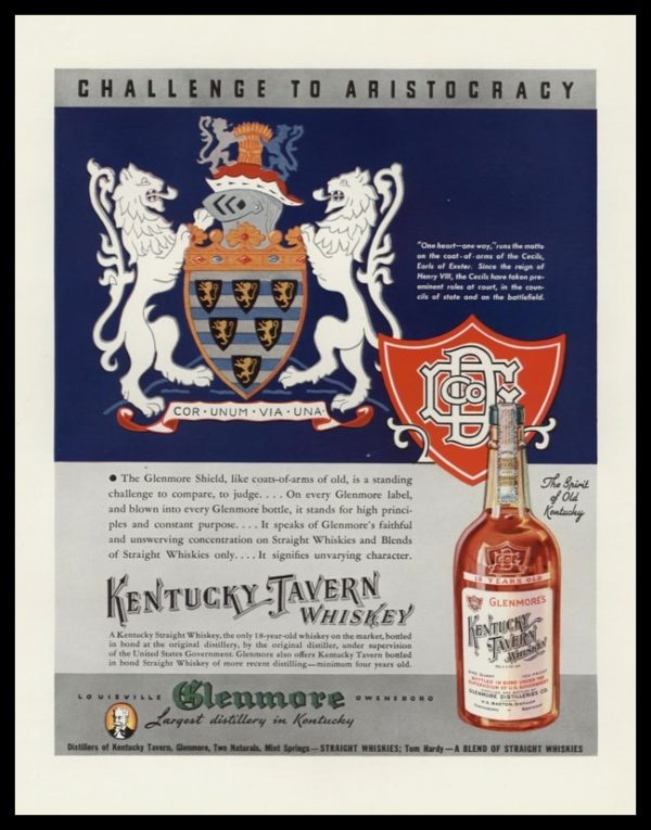 1936 Kentucky Tavern Vintage Ad - "Challenge to Aristocracy"