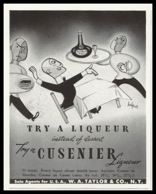 1938 Cusenier Liqueur Vintage Ad | “instead of dessert”