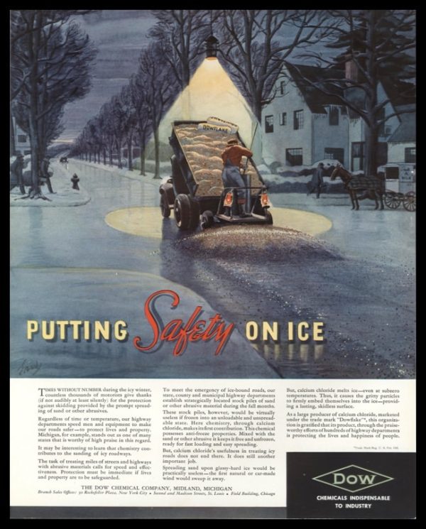 1938 Dow Chemical Vintage Ad | "Putting Safety on Ice"