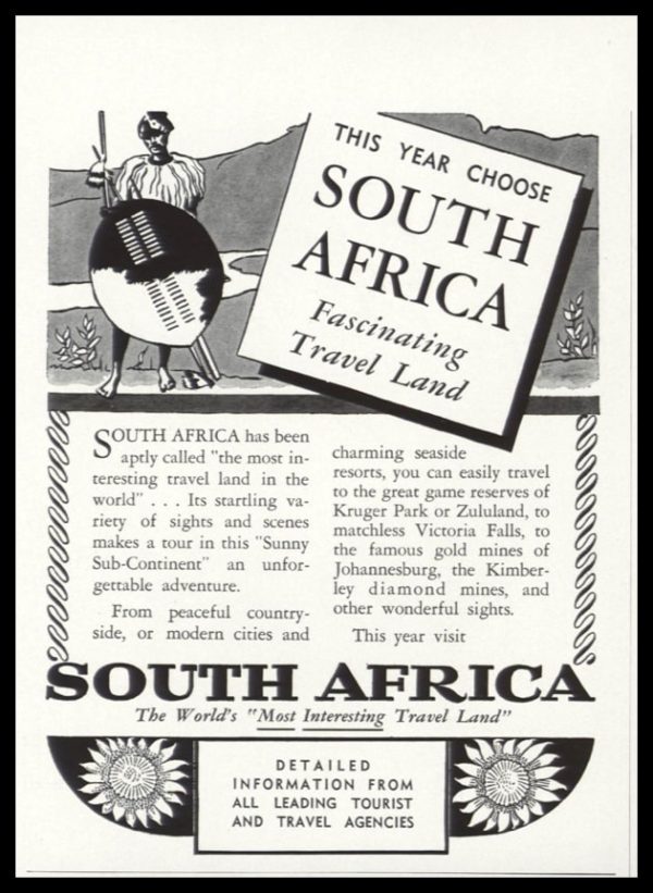 1938 South Africa Vintage Ad | "Fascinating Travel Land"