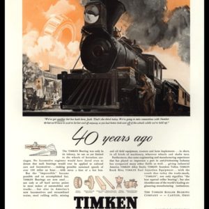 1938 Timken Bearings Vintage Ad - Locomotive Train Art