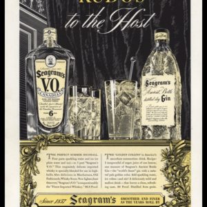 1940 Seagram’s V.O. & Gin Vintage Print Ad - "'Kudos' to the Host"