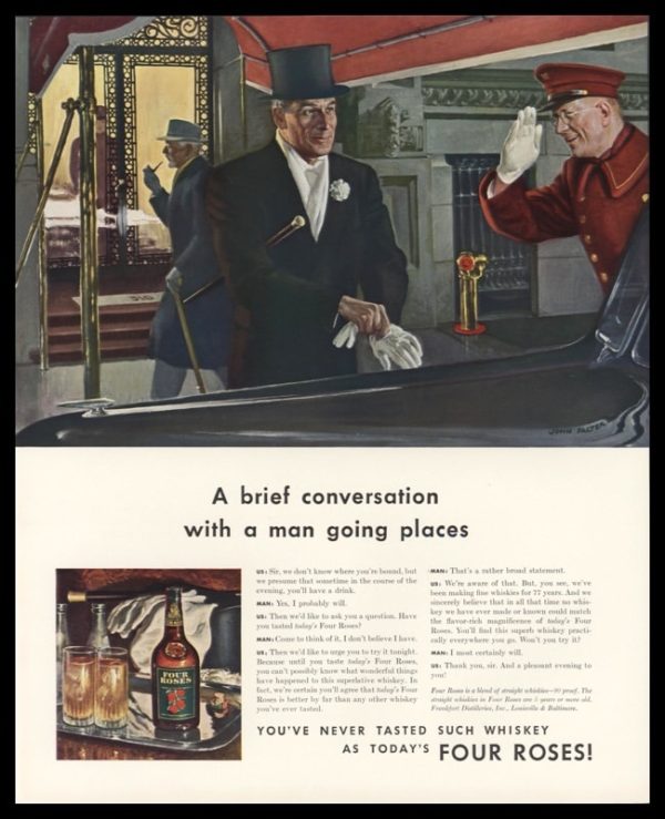 1942 Four Roses Whiskey Vintage Ad | John Falter Art