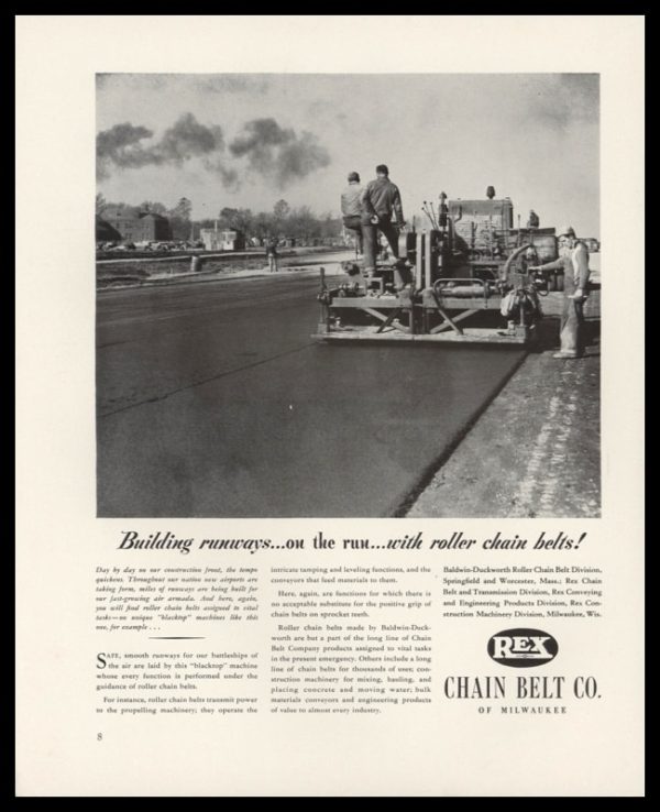 1942 Rex Chain Belt of Milwaukee Vintage Ad - Paving Crew