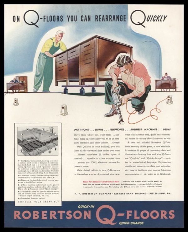 1942 H.H. Robertson Q-Floors Vintage Ad