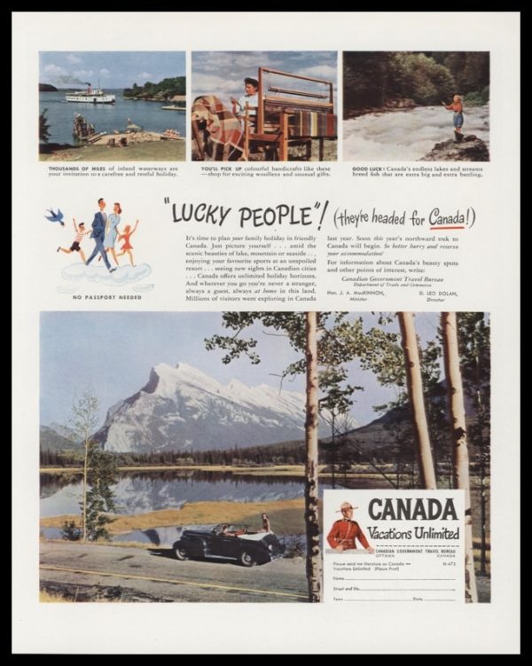 1947 Canadian Government Travel Bureau Vintage Ad