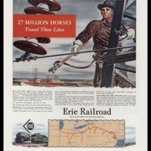 1947 Erie Railroad Vintage Ad - Lineman Art