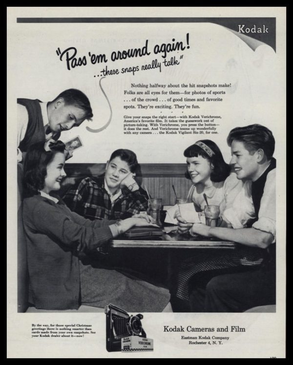 1947 Kodak Cameras and Film Vintage Ad - "Pass 'em around again!"