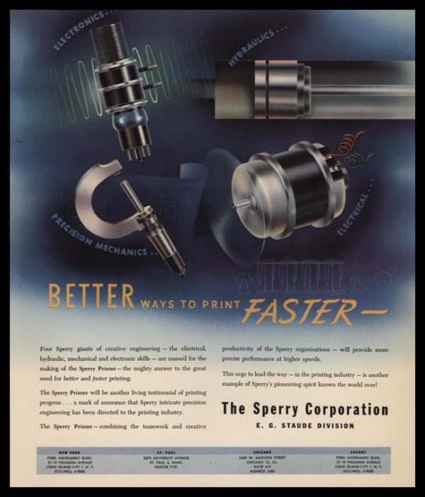 1947 The Sperry Corp Vintage Print Ad | Print Faster