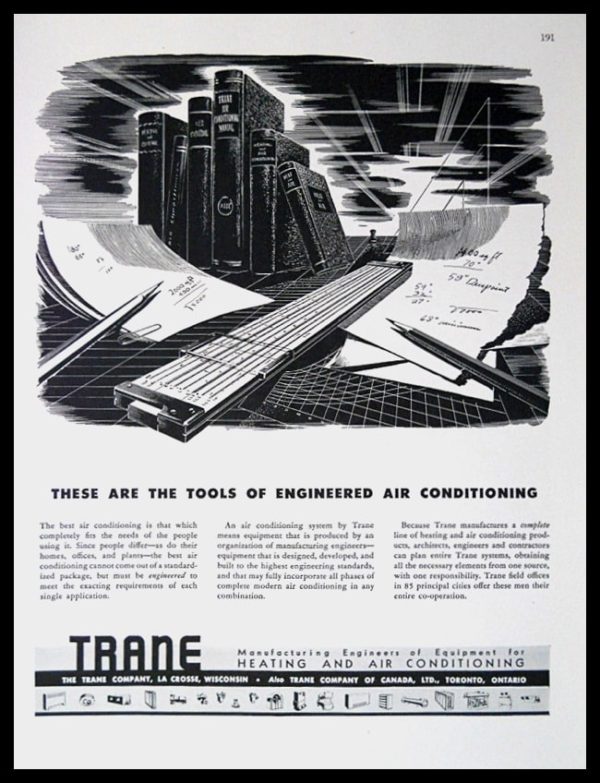 1947 Trane Heating & Air Conditioning Vintage Ad