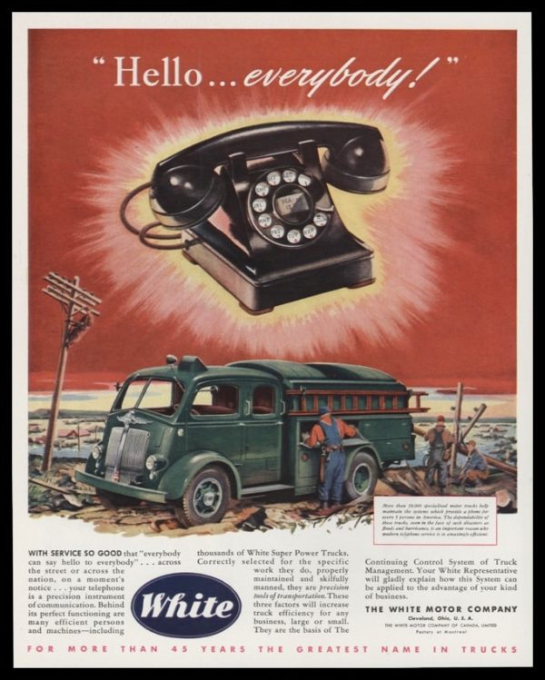 1947 White Motor Co. Vintage Ad | Utility Truck