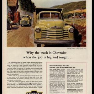 1953 Chevrolet Trucks Vintage Ad - Highway Construction Art