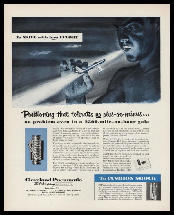 1953 Cleveland Pneumatic Tool Company Vintage Ad - Wind Tunnel